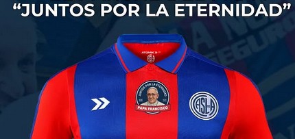 pope football san lorenzo takes to the pitch with together for eternity shirt