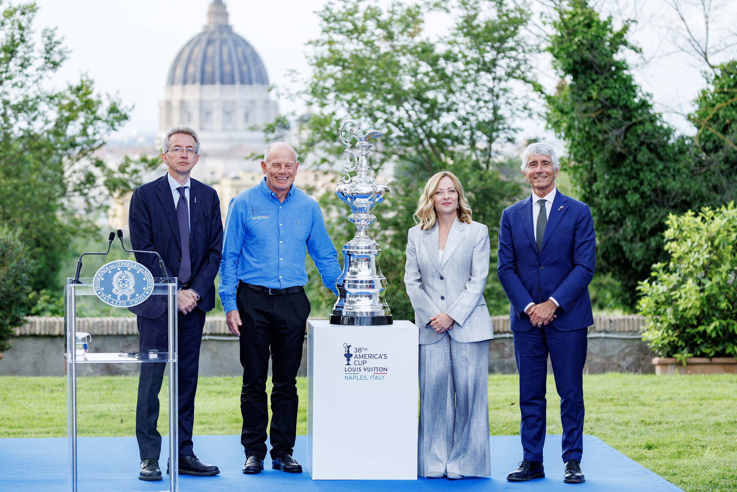 americas cup trophy in naples for presentation of 37th edition scaled