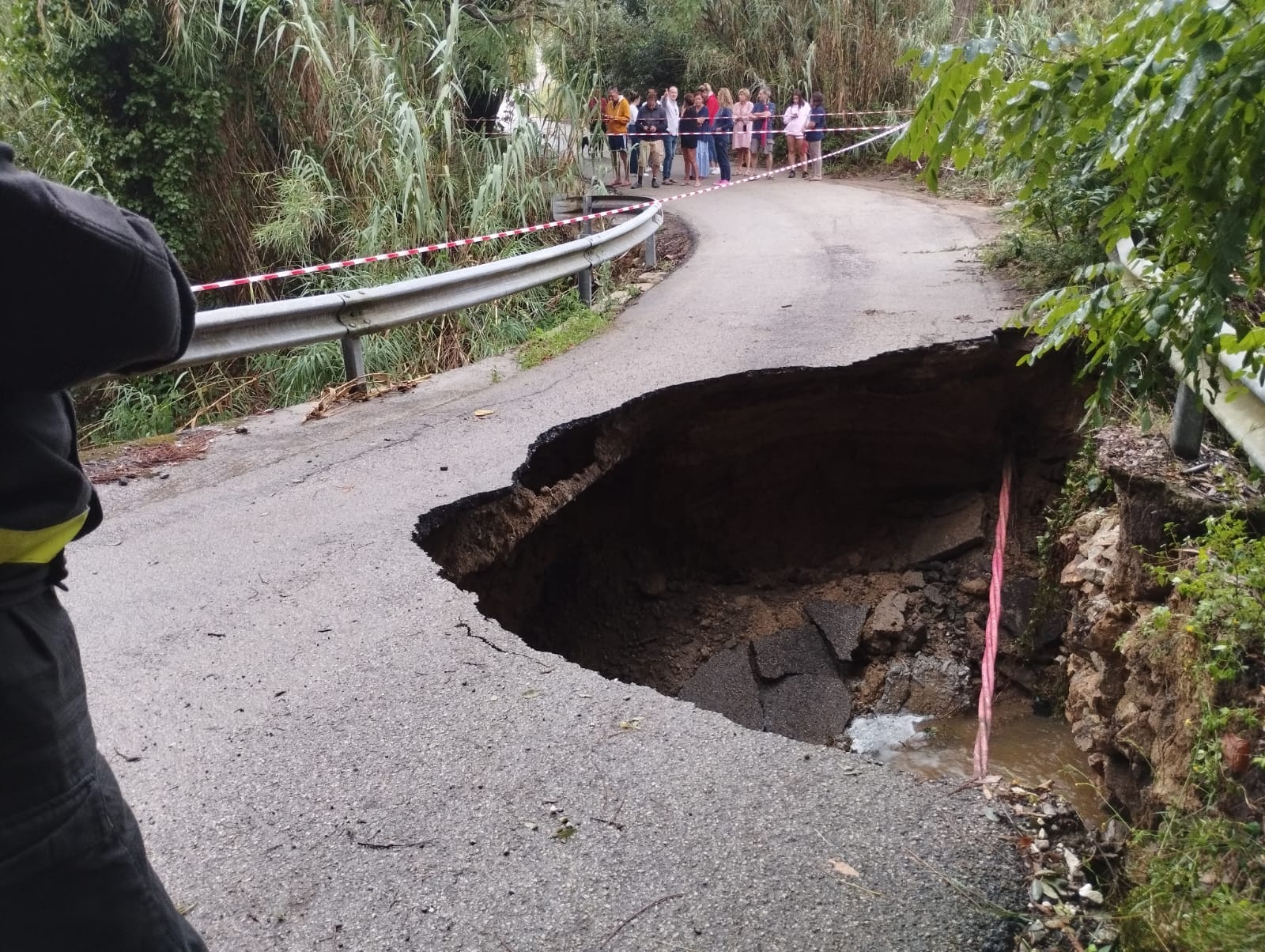 bad weather landslide on the road hundreds of people isolated on elba island