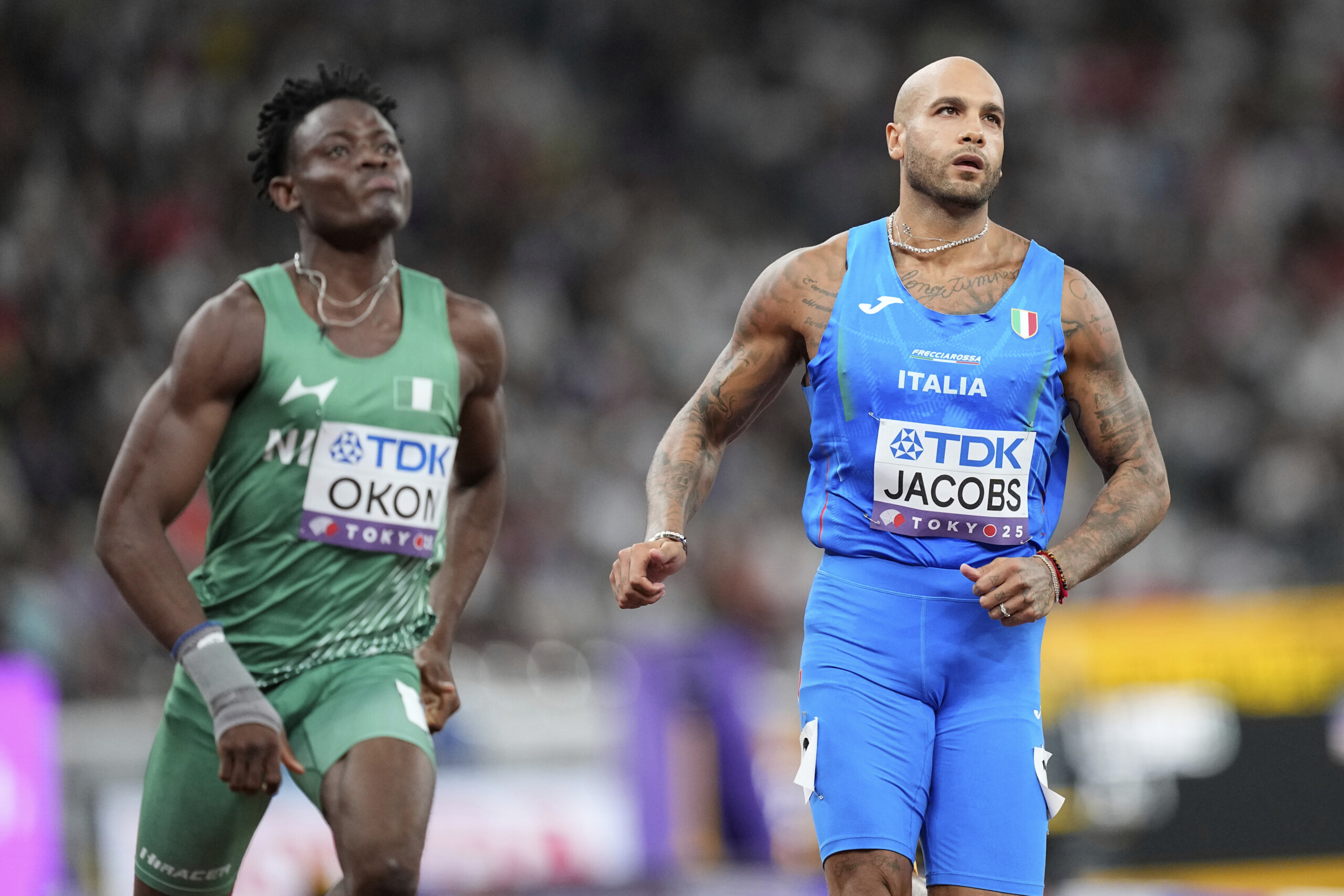 world athletics championships jacobs in the 100 meters semifinals scaled
