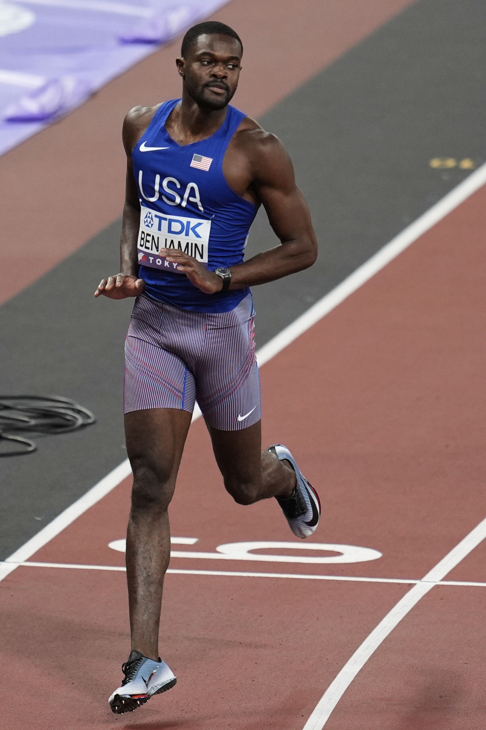 athletics world championships american benjamin wins gold in 400m hurdles scaled