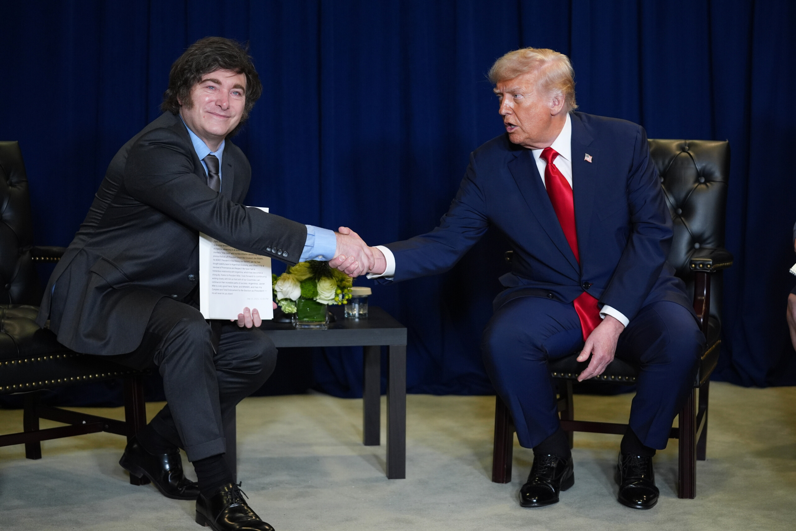 argentina trump meets milei on the sidelines of the un assembly he has my full support scaled