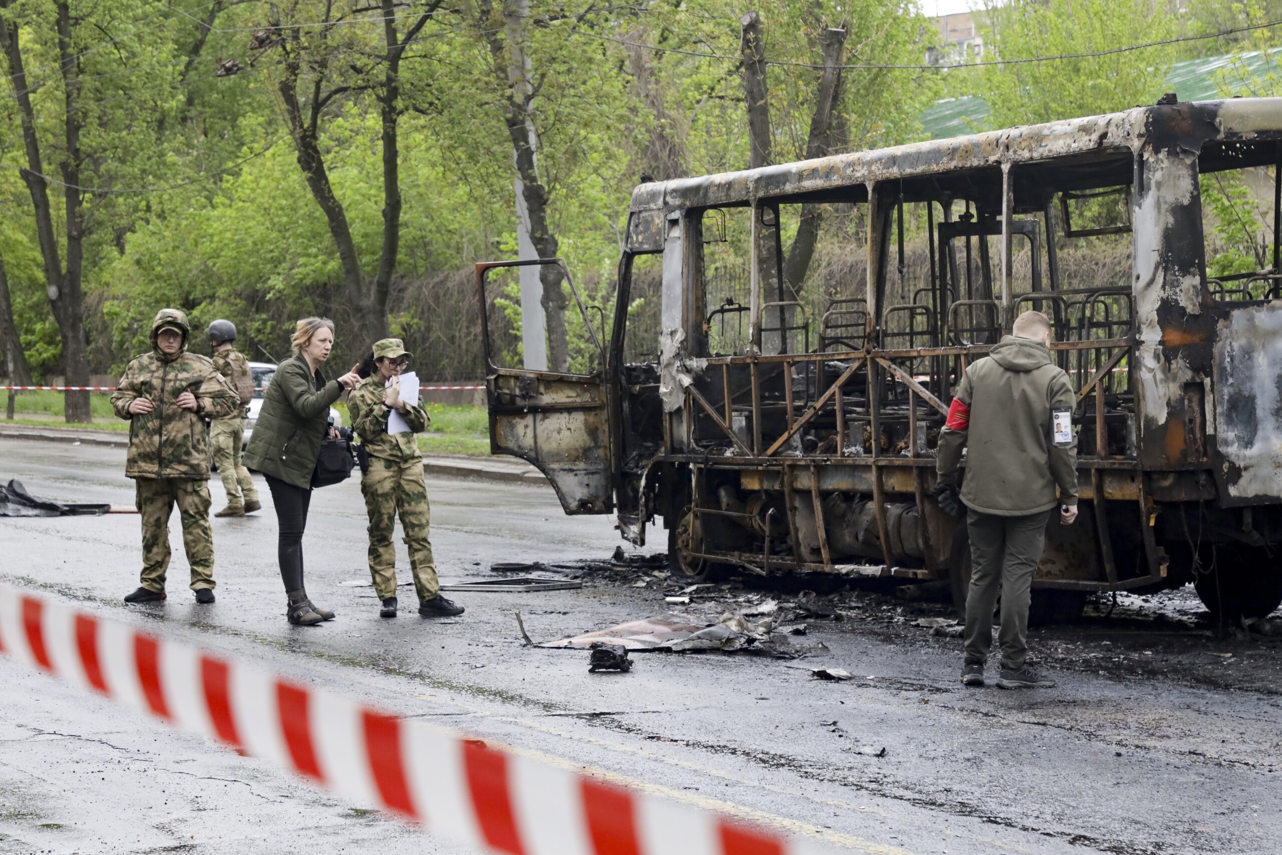 ukraine moscow seven dead and 11 injured after kyiv drone hits bus in donetsk scaled